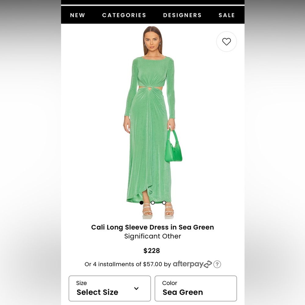 Revolve long sleeve green dress